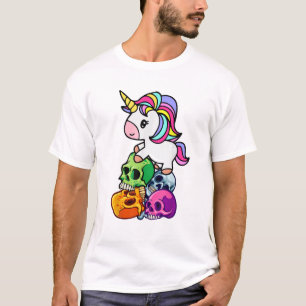 Schattige Eenhoorn & Dode Schedels. Grappige Goth  T-shirt