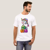 Schattige Eenhoorn & Dode Schedels. Grappige Goth T-shirt (Voorkant volledig)