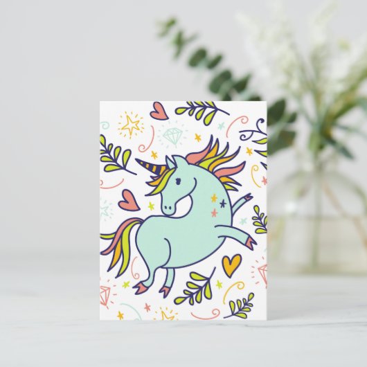 Schattige eenhoorn Doodle Briefkaart (Staand voorkant)