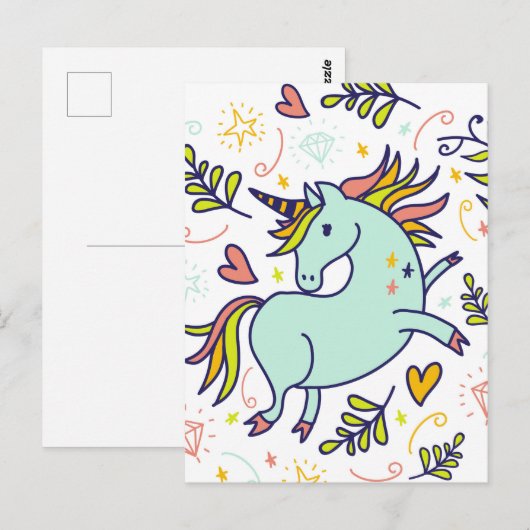 Schattige eenhoorn Doodle Briefkaart (Voorkant / Achterkant)