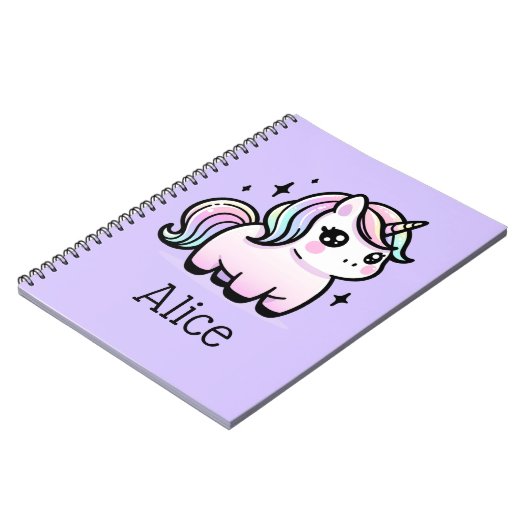 Schattige eenhoorn gepersonaliseerd Notitieboek (Linkerzijde)