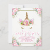 Schattige eenhoorn gezicht baby douche uitnodiging (Voorkant)