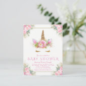 Schattige eenhoorn gezicht baby douche uitnodiging (Staand voorkant)