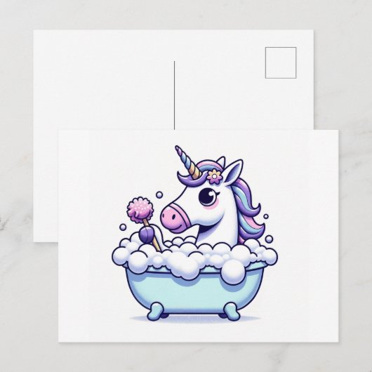 Schattige eenhoorn in een badkuip briefkaart (Voorkant / Achterkant)