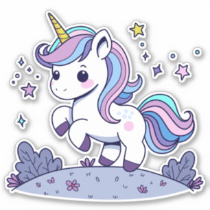 Schattige Eenhoorn in Pastelkleuren Sticker