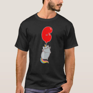 Schattige Eenhoorn Kat 6de Verjaardag Kinderen Bal T-shirt