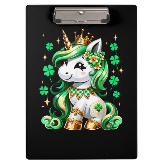 Schattige Eenhoorn Klaver St. Patrick's Dag Klembord (Voorkant)