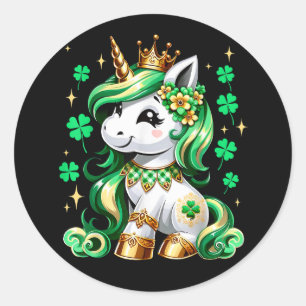 Schattige Eenhoorn Klaver St. Patrick's Dag Ronde Sticker