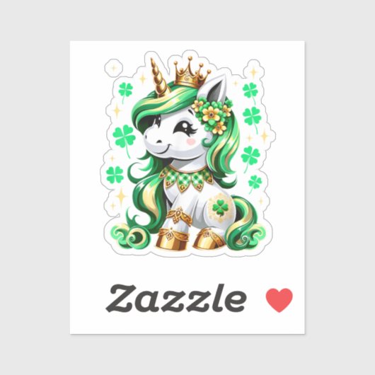 Schattige Eenhoorn Klaver St. Patrick's Dag Sticker (Vel)