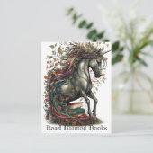 Schattige Eenhoorn Lees Verboden Boeken Briefkaart (Staand voorkant)