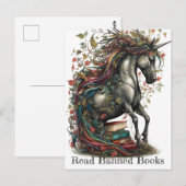 Schattige Eenhoorn Lees Verboden Boeken Briefkaart (Voorkant / Achterkant)