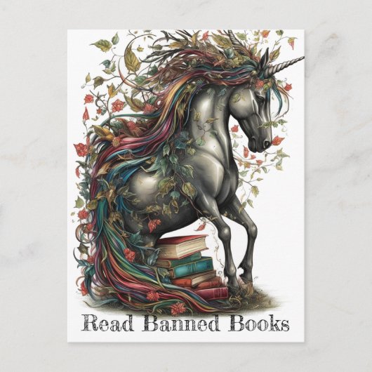 Schattige Eenhoorn Lees Verboden Boeken Briefkaart (Voorkant)