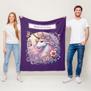 Schattige eenhoorn liefhebbers voeg naam toe fleece deken