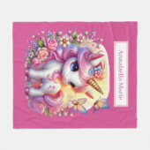 Schattige eenhoorn liefhebbers voeg naam toe fleece deken (Voorkant (Horizontaal))