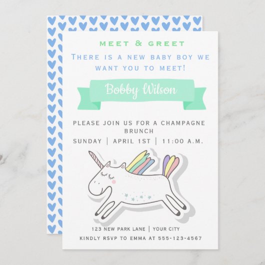 Schattige Eenhoorn | Maak kennis met de nieuwe bab Kaart (Voorkant / Achterkant)