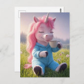 Schattige eenhoorn met een kop koffie briefkaart (Voorkant / Achterkant)