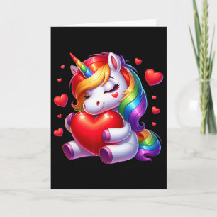Schattige Eenhoorn Met Hart Valentijnsdag Voor Mei Kaart