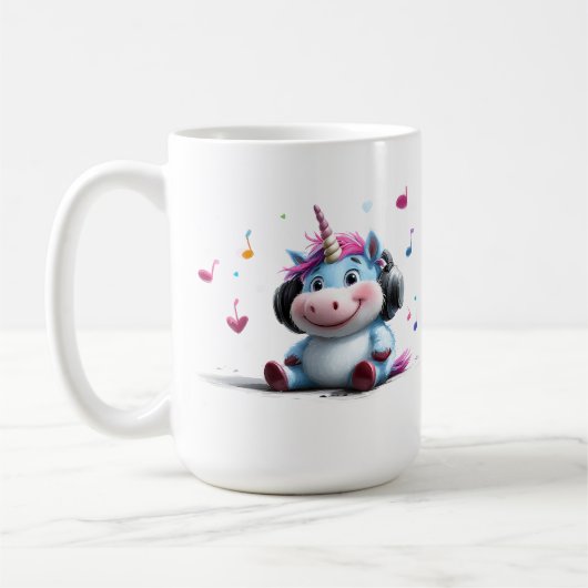 Schattige Eenhoorn met Hoofdtelefoon Mok (Links)