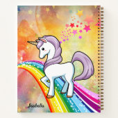 Schattige Eenhoorn Op Een Regenboog Voeg Naam Toe Notitieboek (Achterkant)