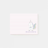 Schattige Eenhoorn - Persoonlijke Roze Gestreepte  Post-it® Notes (Voorkant)