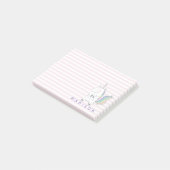Schattige Eenhoorn - Persoonlijke Roze Gestreepte  Post-it® Notes (Schuin)