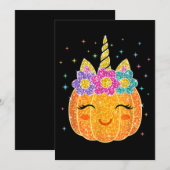 Schattige Eenhoorn Pompoen Halloween Thanksgiving Kaart (Voorkant / Achterkant)
