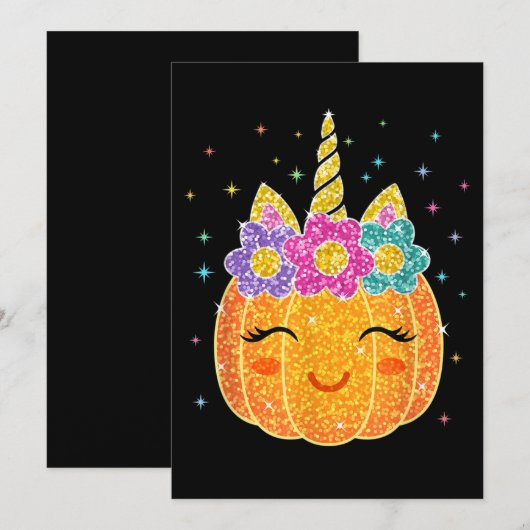 Schattige Eenhoorn Pompoen Halloween Thanksgiving Kaart (Voorkant / Achterkant)