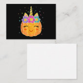 Schattige Eenhoorn Pompoen Halloween Thanksgiving Notitiekaartje (Voorkant / Achterkant)