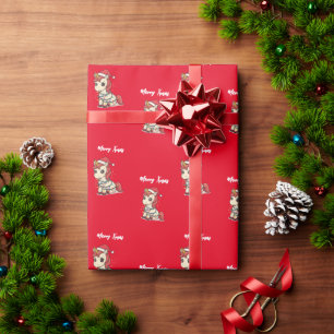 Schattige eenhoorn Prettig kerstfeest boom winter Cadeaupapier