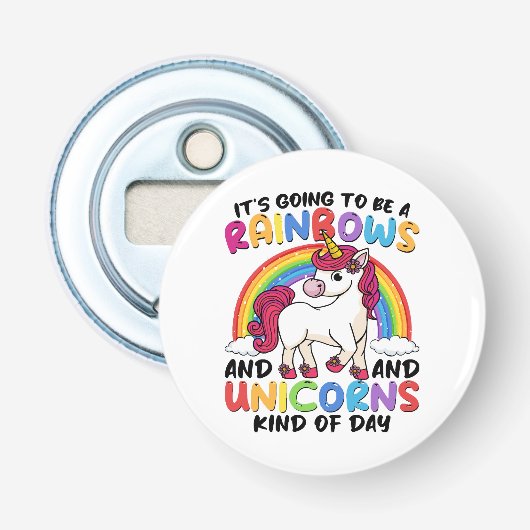schattige eenhoorn regenboog grappig button flesopener (Voorkant)
