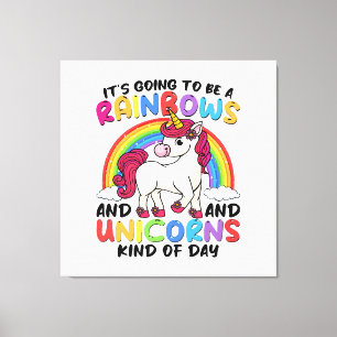 Schattige Eenhoorn Regenboog Grappig Canvas Afdruk