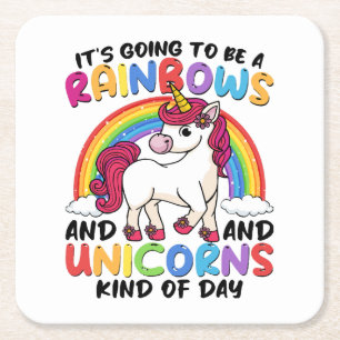 Schattige Eenhoorn Regenboog Grappig Kartonnen Onderzetters
