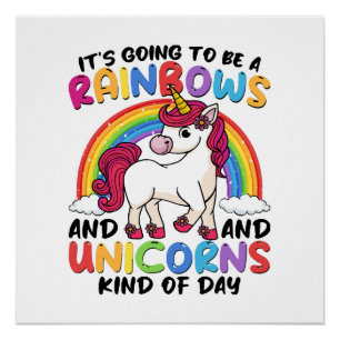 schattige eenhoorn regenboog grappig perfect poster