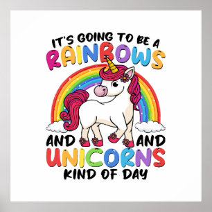 Schattige Eenhoorn Regenboog Grappig Poster