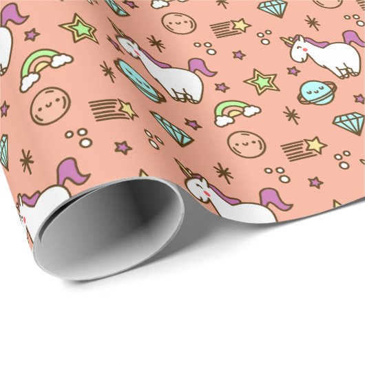 Schattige Eenhoorn & Regenboog Inpakpapier | Paste (Rol Hoek)
