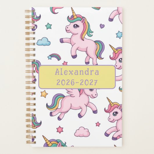 Schattige Eenhoorn Regenboog Planner (Voorkant)