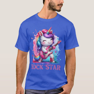 Schattige Eenhoorn Rockster Gitaar Rockende Muziek T-shirt