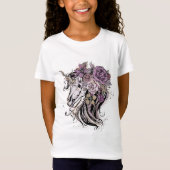 Schattige eenhoorn schedel en bloemen Boho T-shirt (Voorkant)