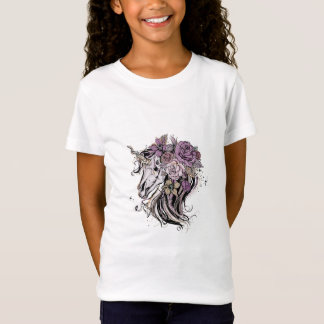 Schattige eenhoorn schedel en bloemen Boho T-shirt