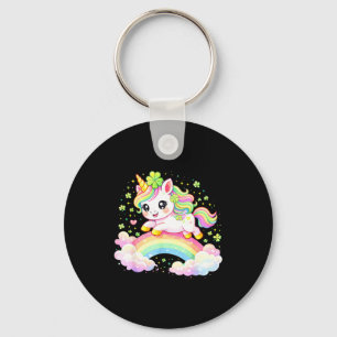 Schattige eenhoorn shamrock st patricks dag lepric sleutelhanger