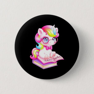 Schattige Eenhoorn Toekomstige Leraar Klaslokaal Ronde Button 5,7 Cm