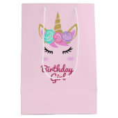 Schattige eenhoorn verjaardagsmeisje dank u medium cadeauzakje (Achterkant)