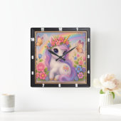 Schattige Eenhoorn Vlinder Regenboog Vierkante Klok (Huis)