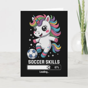 Schattige Eenhoorn Voetbal Vaardigheden Laden Scor Kaart