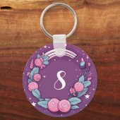 Schattige eenhoornontwerp in roze gepersonaliseerd sleutelhanger (Achterkant)