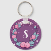 Schattige eenhoornontwerp in roze gepersonaliseerd sleutelhanger (Achterkant)