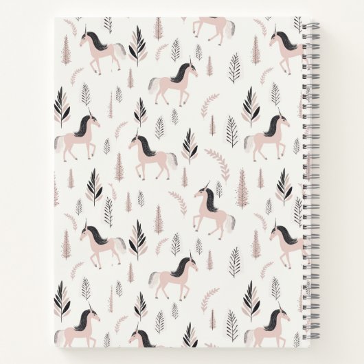 Schattige eenhoornpatroon gepersonaliseerd Notitie Notitieboek (Achterkant)