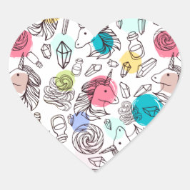Schattige  eenhoornpatroon hart sticker