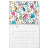 Schattige  eenhoornpatroon kalender (Mar 2026)