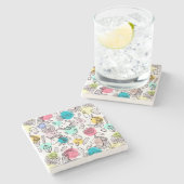 Schattige  eenhoornpatroon stenen onderzetter (Zijkant)